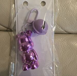 Pink Metallic Bear Charm For Bag Or Keychain